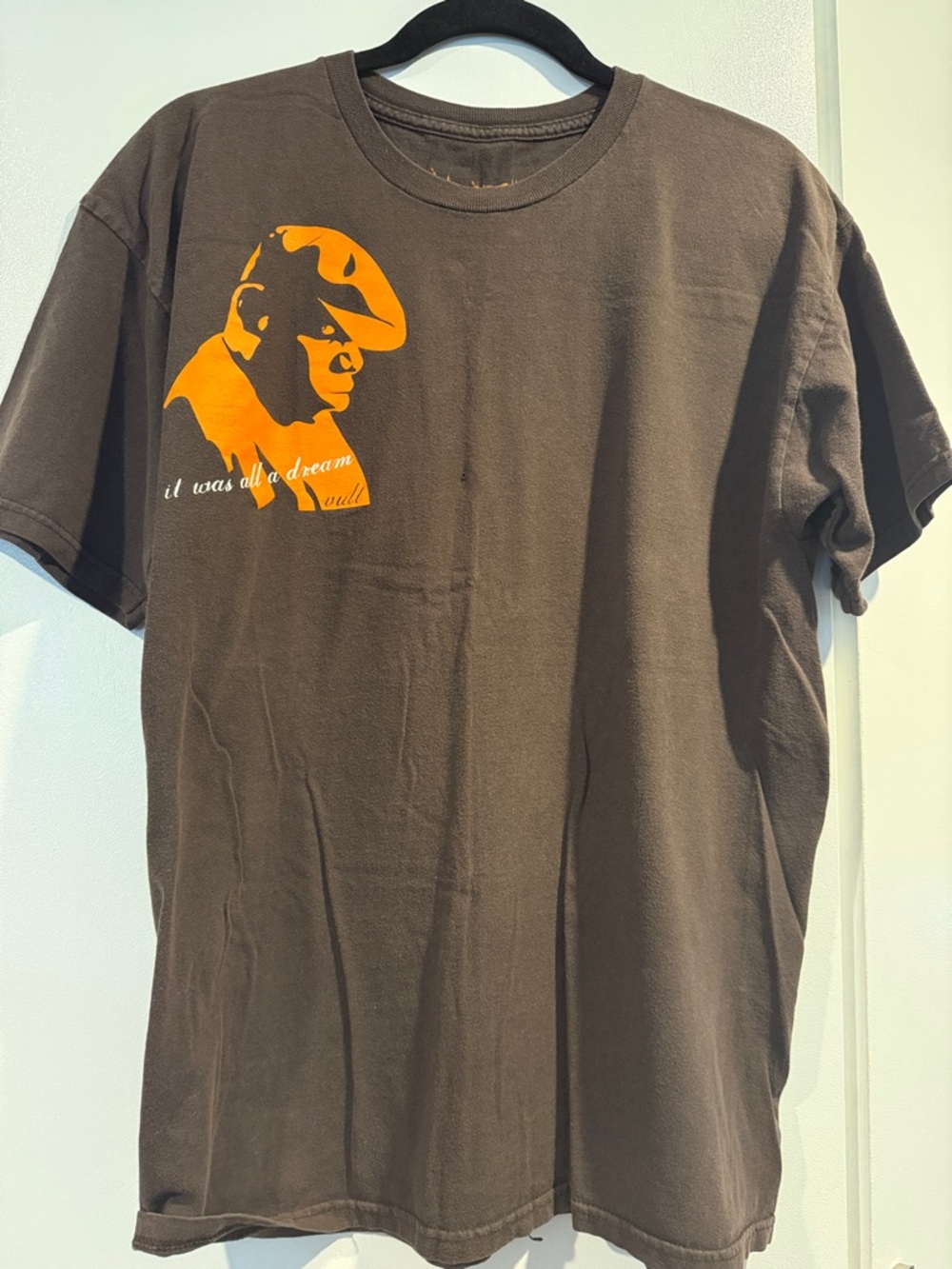 Men's Short-Sleeve Brown Tee with Orange Graphic